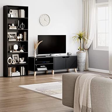 FOTOSOK 6-Tier Open Bookcase and Bookshelf, Freestanding Display Storage Shelves Tall Bookcase for Bedroom, Living Room and Office, Black - Image 5