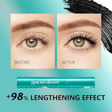 Black-Thrives Mascara Liquid Lash Extensions Cosmetics, Premium Waterproof Smudge-Proof Natural No Clumping Thick and Volumising & Lengthening Lasting All Day (Rich Black） - Image 3