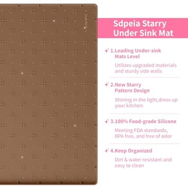Sdpeia Under Sink Mat for [25" x 19"] Cabinet, Upgraded Silicone Waterproof Mat Kitchen Cabinet Liner Cabinet Protector Kitchen Organizers and Storage - Image 2
