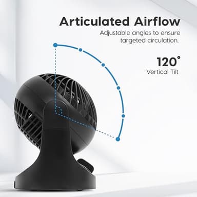 IRIS USA WOOZOO Desk Fan, Air Circulator, 3 Speeds, 32ft Max Air Distance, 112° Adjustable Tilt, 27.5db Quiet Motor, Small Fan for Bedroom, Office, Dorm, Black - Image 6