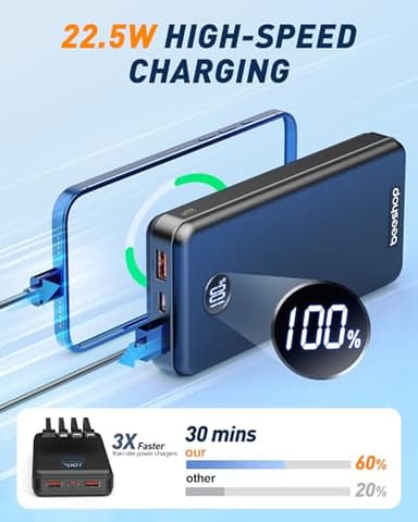 BEESHOP Portable Charger Power Bank - 37000mAh Portable Battery with 4 Built-in Cables, 22.5W Fast Charging Battery Pack Bank Compatible with iPhone 16 15 14 13 Android Samsung Phone etc(1 Pack) - Image 3