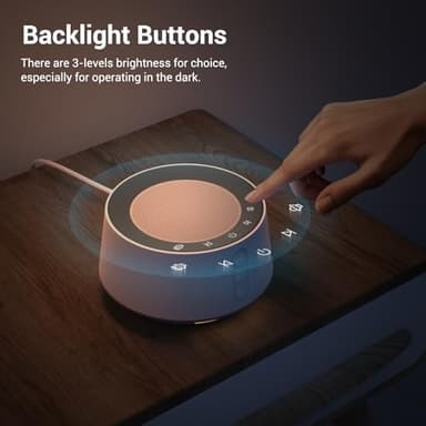 BGOVERSS White Noise Sound Machine with 20 Soothing Sounds, 10 Colors Night Light Sleep Machines Home Office Travel, 5 Timers and Memory Feature Sound Machine for Nursery Baby Kids Adults (White) - Image 6