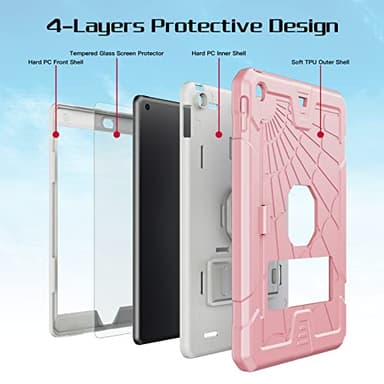 TSQQST iPad 9th Generation Case Pink for Kids Girls Women 2021 | iPad 7th 8th Genertion Case with Glass Screen Protector 2019 2020 | Rugged Cute Slim iPad 10.2 Case 9th Gen with Stand Pen Holder - Image 3