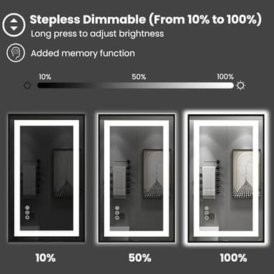 Amorho 84"X40" LED Bathroom Mirror Framed, Front Light and Backlit, Stepless Dimmable, Anti-Fog, Shatter-Proof, Memory, 3 Colors, Double LED Vanity Mirror - Image 4