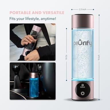 Hydrogen Water Bottle Generator - Up to 4100+ PPB - SPE/PEM Technology - Certified H2 Generator - Portable Athletic Performance & Hydration System - 6-Hour Hydrogen Retention, 10 oz (Pink) - Image 7