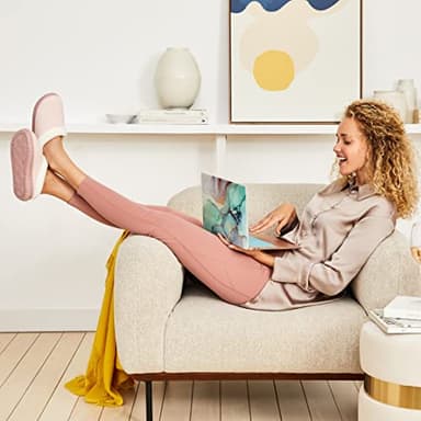 Dearfoams Women's Olive Memory Foam Sweatshirt Clog Slipper, Pale Mauve, Large - Image 2