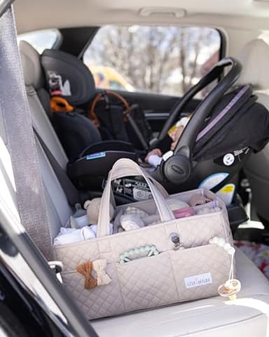 Lily Miles Baby Diaper Caddy Organizer, Quilted Nursery Storage Organizer for Newborn Essentials and Diaper Changing Station, Gift for Baby Shower and Registry Must-Have (Soft Sand) - Image 8