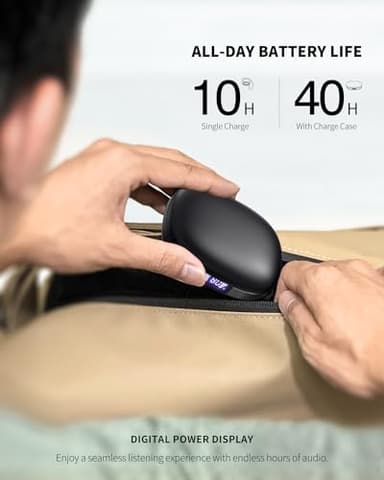 PSIER Open Ear Headphones Bluetooth 5.3 Bone Conduction Headphone with Mic, Wireless Earbuds Premium Stereo Sound Headsets with 40H Playtime, IPX6 Design Open Earphones for Running Cycling(Black) - Image 3