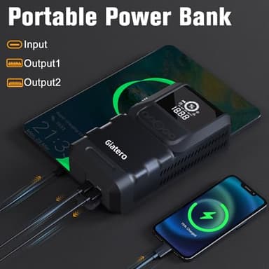 Giatero Q13 4000A Portable Car Jump Starter with Air Compressor 150PSI, Jump Start Battery Pack(10.0L Gas/8.0L Diesel), 12V Jump Box with 3 Modes Flashlight & Jumper Cable, LCD Display Power Bank - Image 6