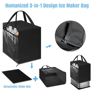 Ice Maker Bag for Countertop Ice Maker Machine with handles,Heavy Duty 600D Oxford Fabric Ice Maker Cover for Portable Ice Makers/Ice Cube Maker/Ice Machine( Bag Only) - Image 2