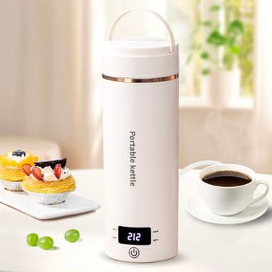 Travel Electric Kettle Portable Mini Kettle,Small Hot Water Boiler with 4 Temperature Settings,304 Stainless Steel,Fast Boiling Water with Auto Shut-Off and Boil Dry Protection,400ml (Beige, 400ML) - Image 1
