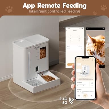 Automatic Cat Feeder with Camera,5G/2.4G WiFi Pet Feeder,2K HD Video and Night Vision,Easy APP Operation,Low Food and Food Clogging APP Tips,Water and Grain Large Capacity Feeder - Image 2