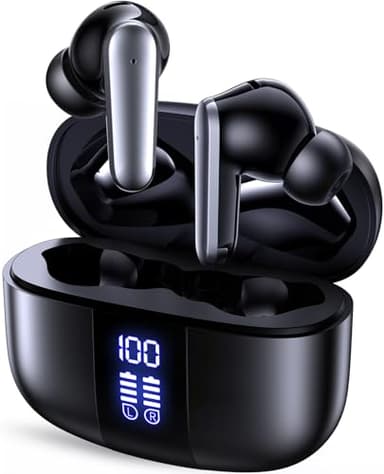 Studio-Quality Wireless Ear Buds with Deep Bass & Enhanced Audio Clarity, Bluetooth 5.4, 10-Year Lifespan Earbuds, ENC Noise Cancelling Calls, Secure Fit Memory Foam Tips, IPX6 Waterproof (Black) - Image 1