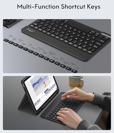 CHESONA Keyboard Case for iPad (A16) 11th/10th Generation (2025/2022), Detachable Wireless Keyboard, Stand Folio Keyboard Cover with Pencil Holder, Thin & Light (Black) - Image 5
