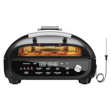 CANDY Indoor Grill and Air Fryer Combo with Ceramic Accessories, 7-IN-1 Digital Display, 5.2 QT Electric Smokeless, 500°F Max, Large View Window, Roast, Bake & Dehydrate, Adjustable Temps, Easy Clean - Image 1