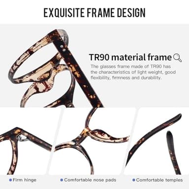 STORYCOAST Blue Light Blocking Glasses for Women Men,Round Frame Eyeglasses,Unisex Gaming Computer Glasses 3Pack Black+Gray Leopard+Tortoiseshell - Image 5