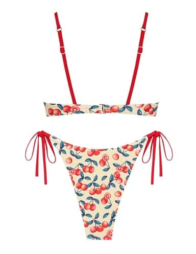 ZAFUL Womens Bikini Swimsuits Underwire Two Piece Bathing Suit Fruit Printing Bikini Sets Sexy Swimwear Cherry M - Image 2