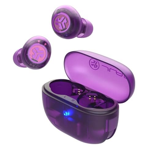 JLab Go Pop ANC True Wireless Earbuds & Charging Case, Transparent Purple, Active Noise Cancelling, 10mm Drivers, Dual Connect, Customize Your Sound with App, Be Aware Mode, Google Fast Pair - Image 1