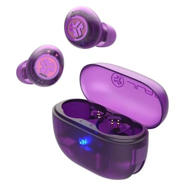 JLab Go Pop ANC True Wireless Earbuds & Charging Case, Transparent Purple, Active Noise Cancelling, 10mm Drivers, Dual Connect, Customize Your Sound with App, Be Aware Mode, Google Fast Pair - Image 1