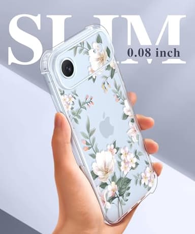 GVIEWIN for iPhone Air Case Floral, [Full Camera Protection] [Screen Protector] Slim Clear Flower Non Yellowing Shockproof Military Grade Women Phone Case for iPhone 17 Air 6.5", Magnolia/White - Image 8