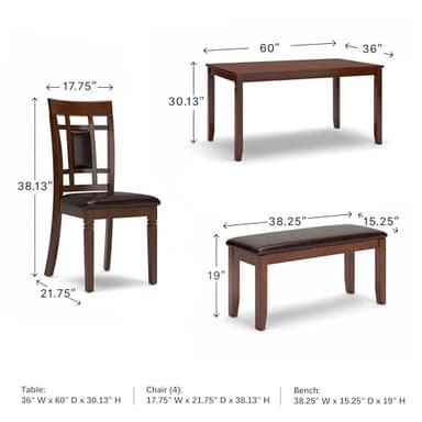 Signature Design by Ashley Bennox Dining Room Table and Chairs with Bench (Set of 6), Brown - Image 3