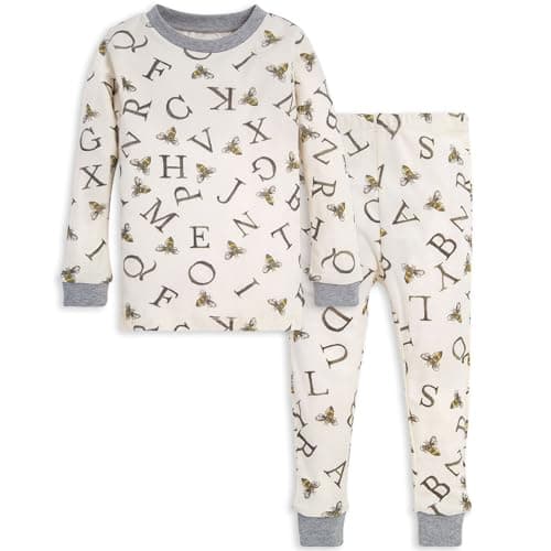 Burt's Bees Baby baby boys Pajamas, Tee Pant 2-piece Pj Set, 100% Organic Cotton and Toddler Pajama Bottoms, Eggshell A-bee-c, 18 Months US - Image 1