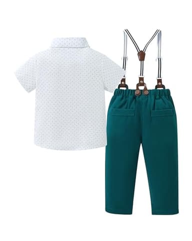 DISAUR Baby Boy Clothes Suits, 1-5T Toddler Dress Short Shirt With Bowtie + Suspender Pants Outfit Sets Gentleman Wedding - Image 5