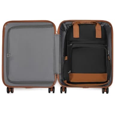 Kono Luggage Set 3 Piece Carry On Hardside Luggage with TSA Lock Spinner Wheels Carry On Suitcase Apricot Black - Image 9