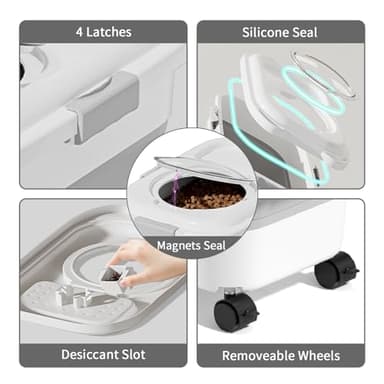 nxizoli 25 Lbs Dog Food Storage Container 2PCS, Collapsible Dog Food Container with Scoop for Pet/Dog/Cat/Bird Food,Keep Dry Food Fresh,Easy to Move(Blue & Khaki) - Image 4