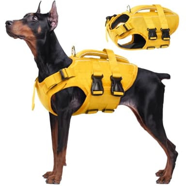 Kuoser Dog Life Jacket High Flotation, Reflective Dogs Life Vest for Swimming Boating, Adjustable Small Medium Large Dog lifejacket, Lightweight Dogs Life Preserver Rescue Handle Spring Summer Pool - Image 1