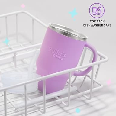 Bella's Friends Handy Mini Tumbler – Adorable 9 oz Toddler Sippy Cup, Stainless Interior & Silicone Body, Leak‑Proof, Dishwasher Safe, Gift for 1-3 Years Old Girls & Boys, 2 Pack, Lilac&Azure Blue - Image 7