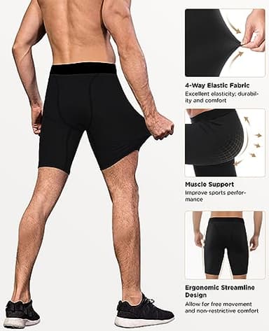 Niksa 3 Pack Compression Shorts Men Quick Dry Black Performance Athletic Shorts-L - Image 4