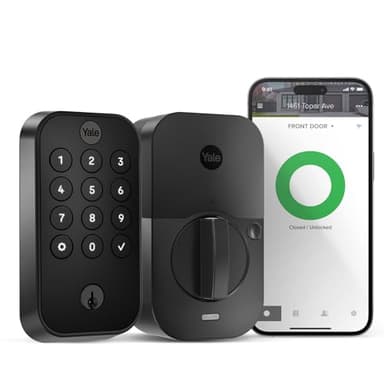 Yale Security Assure Lock 2 Deadbolt, Black Suede Keyed Smart Entry Door Lock with Wi-Fi Connected Keypad for Code Entry and Remote Access, YRD410-WF1-BSP - Image 1