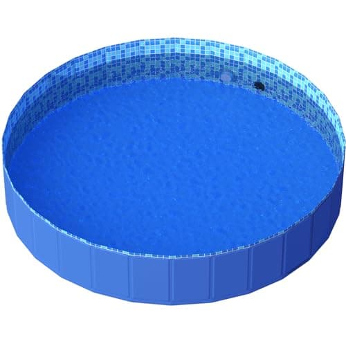 Foldable Dog Pool with RGB LED Light, 71" Collapsible Hard Plastic Kiddie Swimming Pool with Remote for Small Medium Large Doggie Kitty Puppy, Pet Bathing Tub Wading Pool for Dogs Blue - Image 1