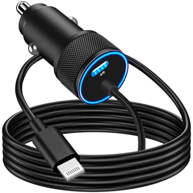 [Apple MFi Certified] iPhone Fast Car Charger, Linocell 60W Dual PD USB-C Car Power Cigarette Lighter USB-C Car Carplay Charger with 6FT Type-C to Lightning Cable for iPhone 14 13 12 11 XS XR X 8 iPad - Image 1