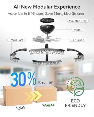addlon Ceiling Fans with Lights and Remote, 20'' Low Profile Ceiling Fans, 3000-6000K Dimmable Modern Flush Mount LED Fan Light, Fandelier Ceiling Fan for Bedroom, Kitchen, Living Room, Black - Image 7
