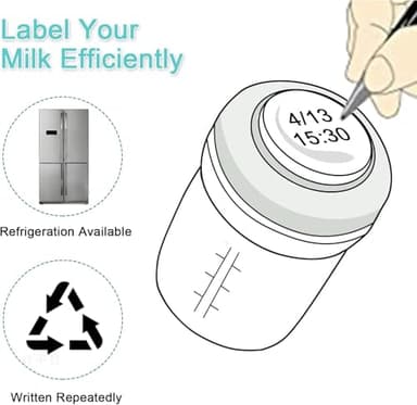 COMI Wide Neck Glass Breastmilk Collection n Storage Bottle, 6oz with Screw Ring Sealing Disk; Re-markable Sealing Disc. BPA Free, Fits Breast Pumps & Nipples (Gray Lids) - Image 6