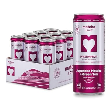 matcha LOVE Passion Fruit Matcha + Green Tea, Sweetened, 8 Ounce (Pack of 12) - Image 1