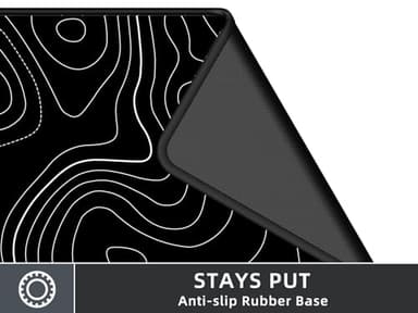 Rinaze Extra Large Gaming Mouse Pad with Black Topographic, XXL Mousepad, Big Mouse Mat Desk Pad, Non Slip Keyboard Pad for Gaming Computer Laptop PC Office Desk Accessories - Image 2