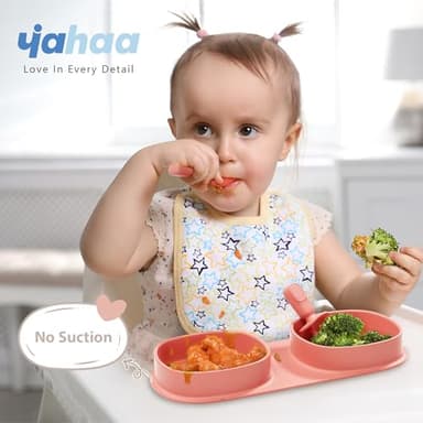yahaa Silicone Foldable Novelty Dinner Plates,Baby Plates Travel Essential with Forks and Spoons,Microwave & Dishwasher SafeWatermelon - Image 2