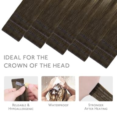 WENNALIFE Invisi Edge Tape in Hair Extensions Human Hair, 20 Inch 50g 20pcs Balayage Chocolate Brown to Caramel Blonde Invisible Luxury Remy Hair Extensions Natural Seamless Injected Tape Ins Straight - Image 7