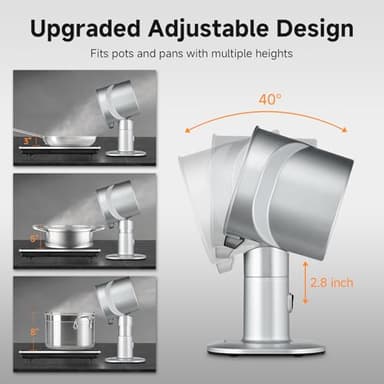 Portable Range Hood - 4-Speed Adjustable Exhaust Fan with Telescoping Height & 40° Tilt Low Noise 52dB, Large-Caliber Aluminum Filter + Oil Cup & 10 Carbon Cotton Filters for Indoor BBQ/Hot Pot/RV - Image 2