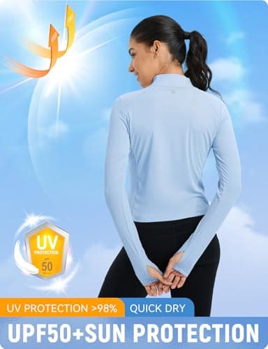baleaf Women's UPF 50+ Sun Shirts SPF UV Protection Jacket Lightweight Quick Dry Long Sleeve Rash Guard for Outdoor Hiking Light Blue M - Image 2