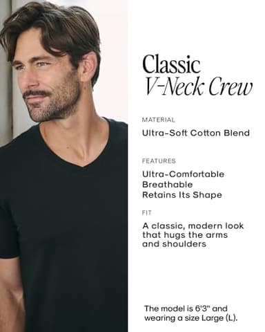 True Classic Mens V Neck T Shirts – Cotton V Neck T Shirts for Men, V-Neck Mens T-Shirts and Undershirts for Men Pack/Singles, Pack of 1, Black, 3XL - Image 8
