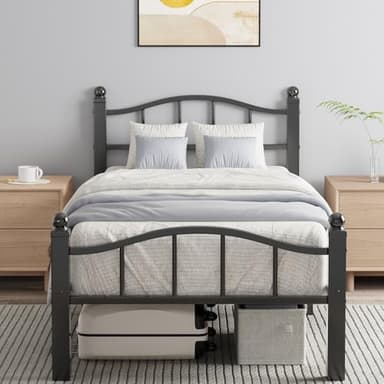Blbeed Metal Twin Bed Frames, Noise-Free Design & Underbed Storage Heavy Duty Bed Frames with Headboard No Box Spring Needed/Tool-Free Assembly - Image 1