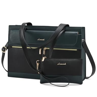 Laptop Bag for Women Leather Laptop Tote Bag Large Computer Bag Waterproof Business Office Work Bag - Image 1