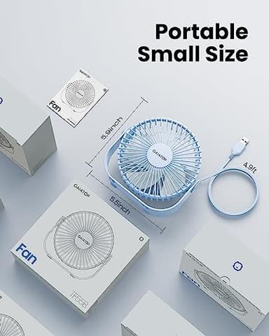 Gaiatop USB Desk Fan, 3 Speeds Strong Airflow, 5.5 Inch Portable 90° Rotate Quiet Cooling, Small Personal Table Fans for Bedroom Home Office Travel Blue - Image 7