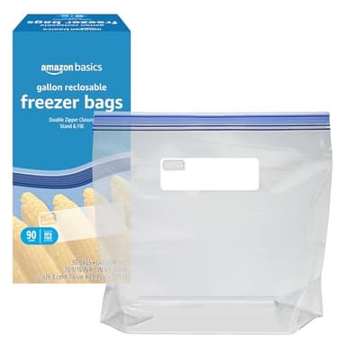 Amazon Basics Reclosable Freezer Gallon Bags, BPA Free, 90 Count (Previously Solimo) - Image 3