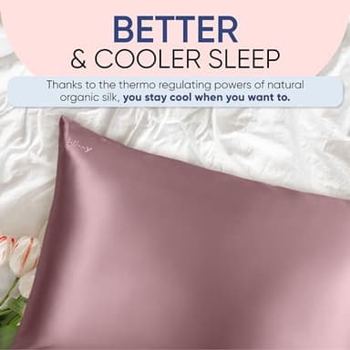 Blissy Silk Pillowcase - 100% Pure Mulberry Silk - 22 Momme 6A High-Grade Fibers - Silk Pillow Cover for Hair & Skin - Regular, Queen & King with Hidden Zipper (Standard, Plum) - Image 7