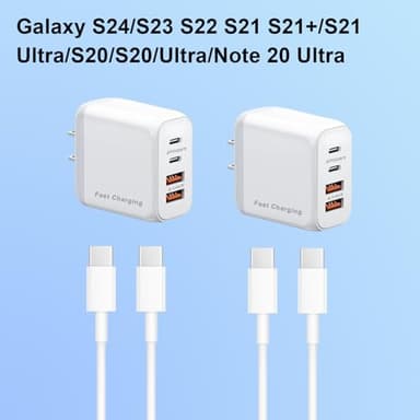 40W USB C Wall Charger, 4-Port,40w PD Power Adapter + QC Wall Plug Multiport Type C Charging Block Cube, A+C Charging Blocks USB-c Fast chargingCompatible with i Phone 16/15/14/13 (2 Pack with Cable) - Image 3